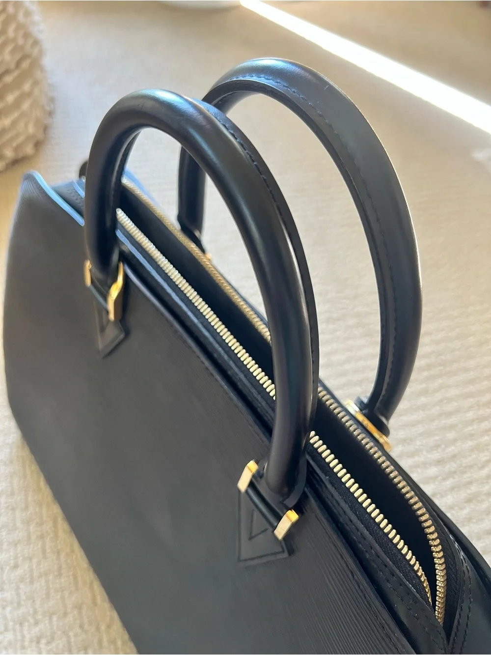 Louis Vuitton Black Epi Sorbone Leather Business Bag Laptap bags 100% Autentic